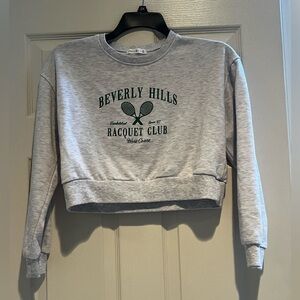 EUC - Active USA - Gray Beverly Hills Racquet Cropped Sweatshirt - Womans M